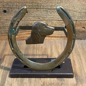 Bronze dog hat and boot brush holder